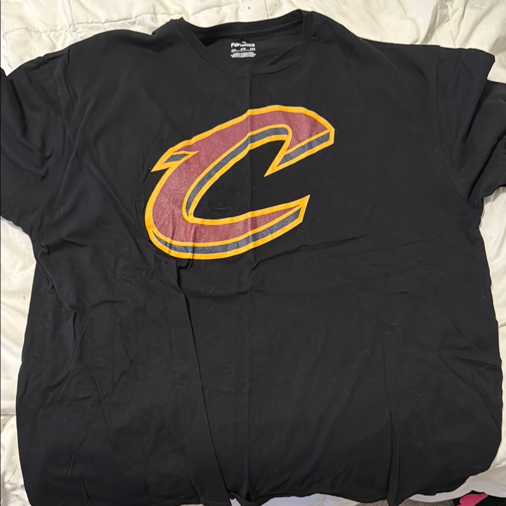 Fanatics Black and Red Short Sleeve Tee with Cavaliers Logo